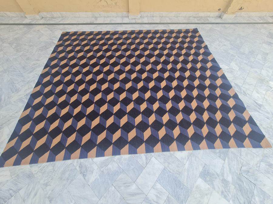 Custom flatweave kilim rug, woven to the customer's own design, handwoven in any size or colour