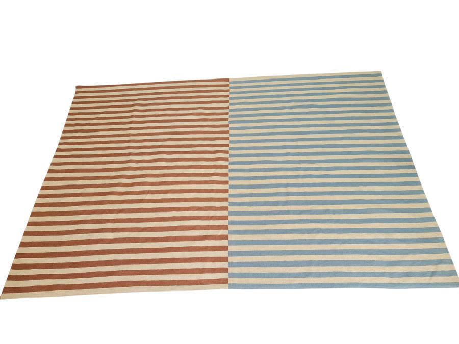 Flatweave kilim rug with a striped design, made to the customer's measurements