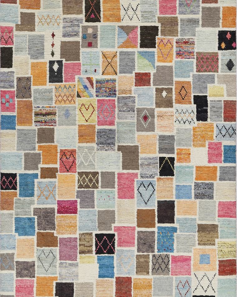 Hand-knotted wool rug in beige and grey, 284 × 183 cm, woven to order