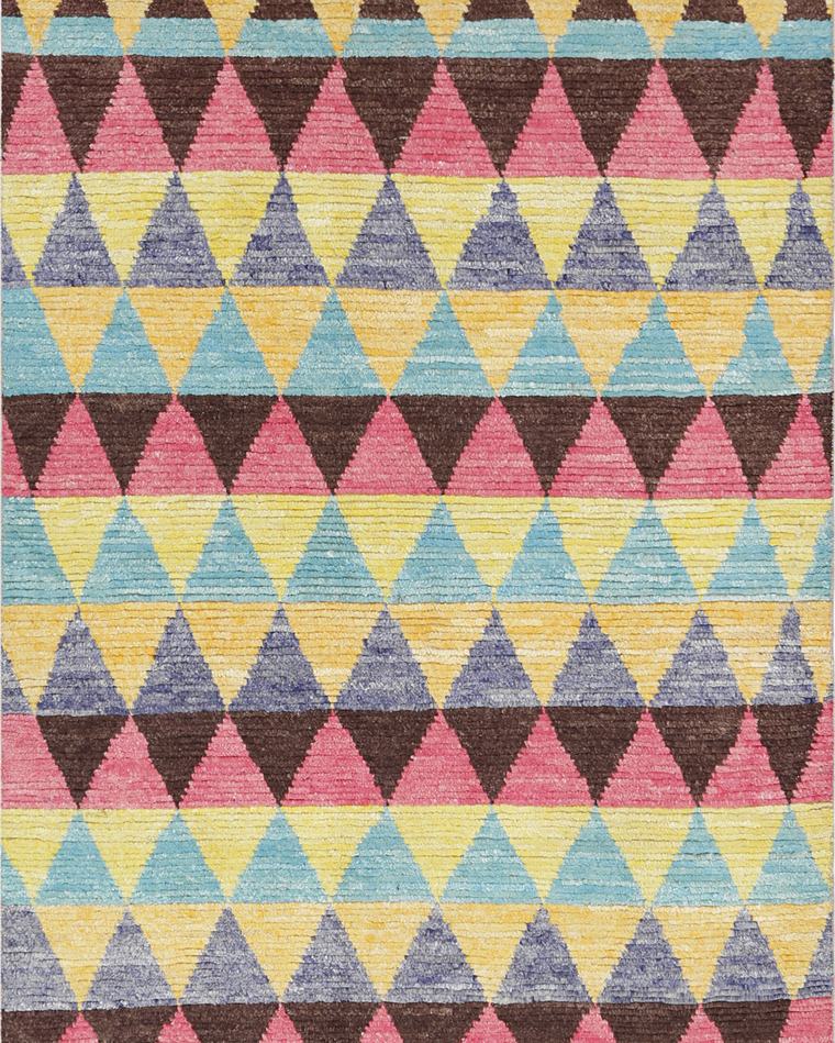 Hand-knotted wool rug in sage and beige, 252 × 142 cm, woven to order
