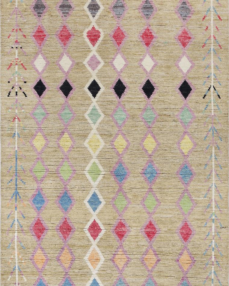Hand-knotted wool rug in sand and beige, 280 × 172 cm, handwoven on our own looms