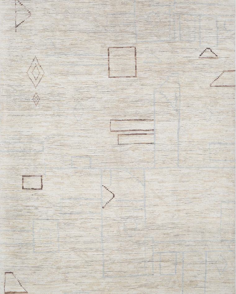 Beni-style moroccan rug in cream, 354 × 242 cm, woven to order