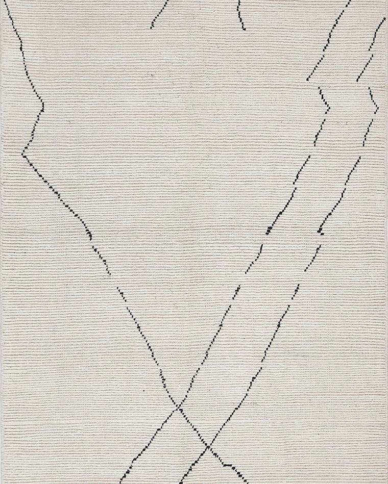 Beni-style moroccan rug in cream, 392 × 187 cm, woven in our Lahore workshop