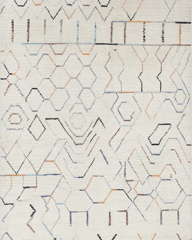 Custom Beni-style Moroccan rug in cream and beige measuring 172 × 166 cm