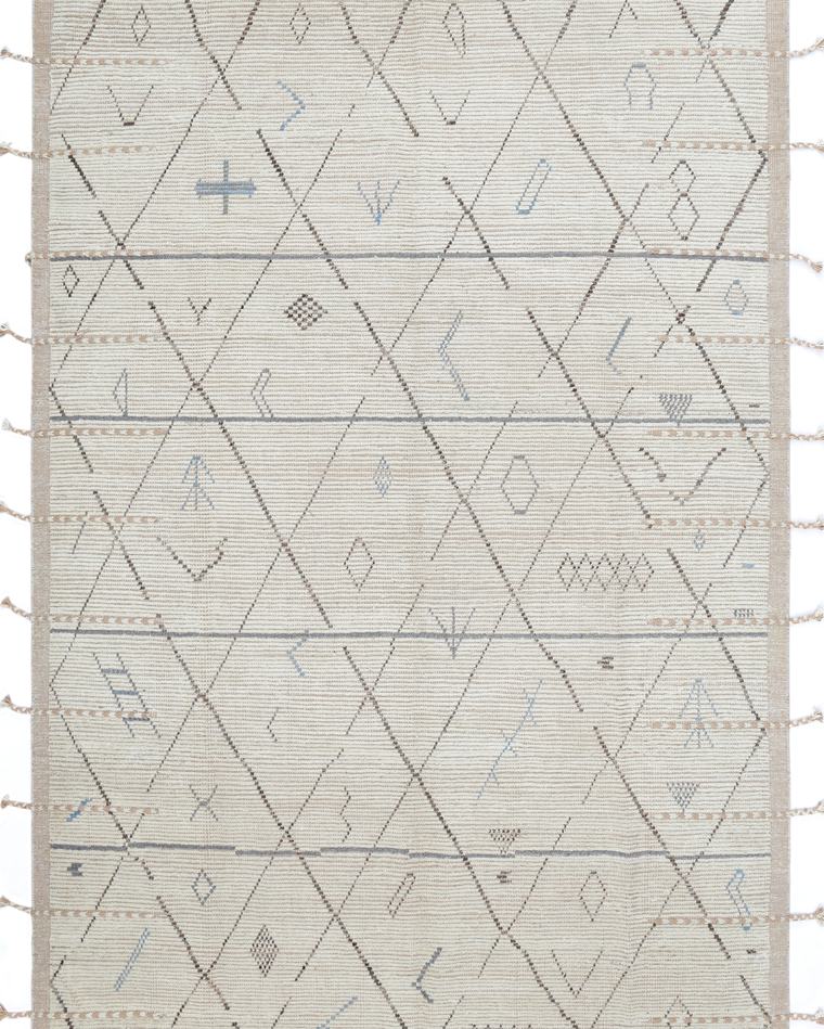 Beni-style moroccan rug in cream and beige, 363 × 240 cm, handwoven on our own looms