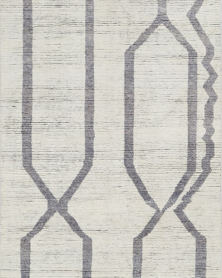 Beni-style moroccan rug in cream and grey, 264 × 159 cm, handwoven on our own looms
