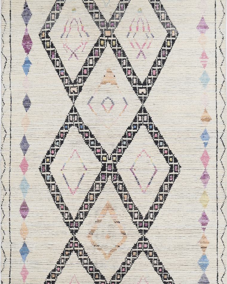Beni-style moroccan rug in cream and grey, 324 × 191 cm, made to the customer's measurements