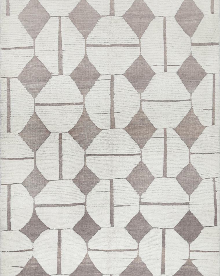 Beni-style moroccan rug in cream and sage, 280 × 181 cm, woven in our Lahore workshop