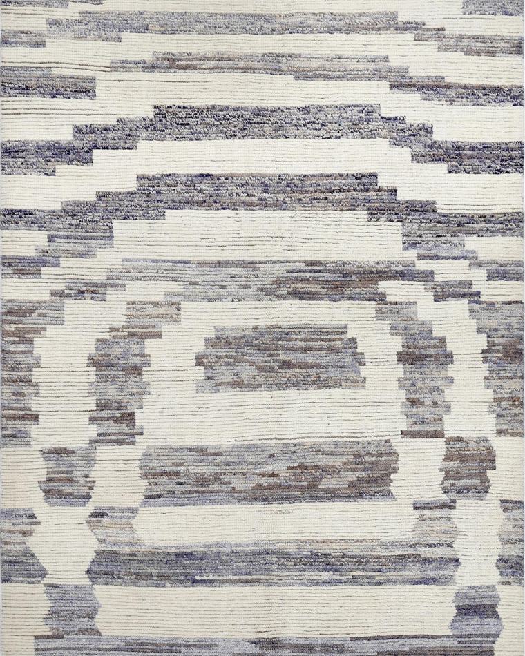 Beni-style moroccan rug in cream and sage, 326 × 197 cm, woven to order