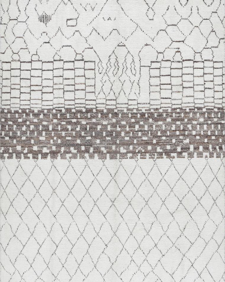 Beni-style moroccan rug in ivory and beige, 271 × 187 cm, handwoven on our own looms