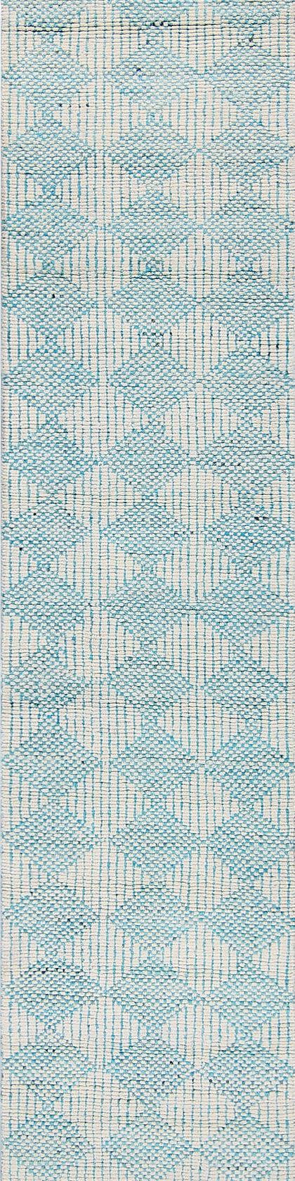 Handwoven runner rug in beige and cream, 558 × 90 cm, woven to order