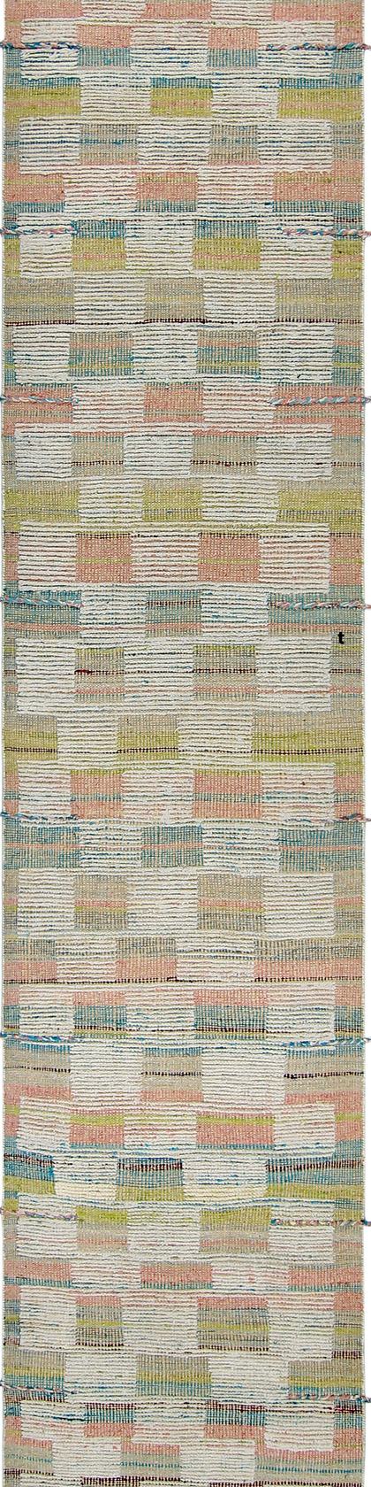 Handwoven runner rug in beige and sand, 520 × 96 cm, woven to order