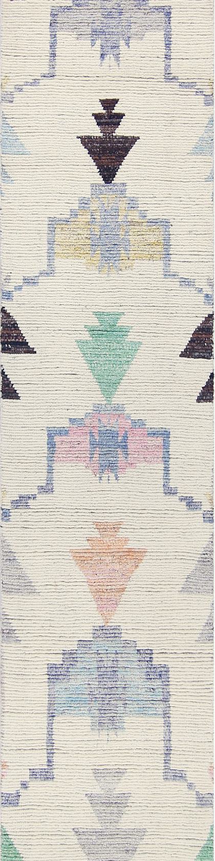 Handwoven runner rug in cream and beige, 540 × 86 cm, handwoven on our own looms