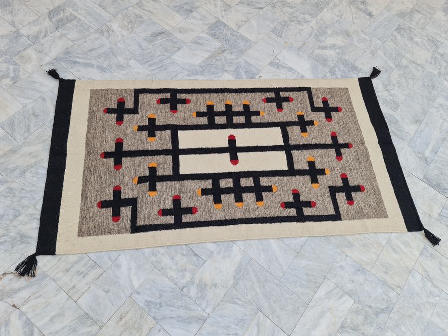 Custom Southwestern flatweave rug with a contemporary design, handwoven in any size or colour