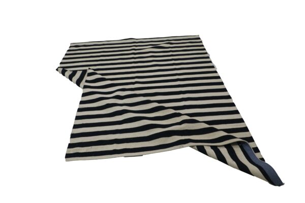 Black and White Striped Flatweave Wool Rug for Living Spaces - Image 4