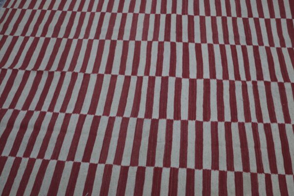 Red and White Striped Flatweave Wool Rug for Lively Living Spaces - Image 3