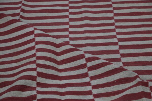 Red and White Striped Flatweave Wool Rug for Lively Living Spaces - Image 6