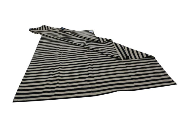 Linear Black and White Striped Flatweave Wool Rug for a Sleek Living Room styling - Image 4