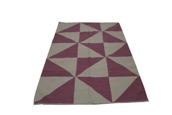 Pink and White Striped Flatweave Wool Rug for Casual Spaces - Image 3