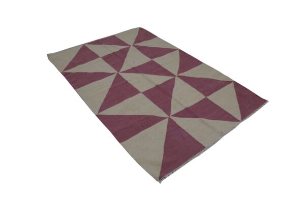 Pink and White Striped Flatweave Wool Rug for Casual Spaces - Image 4