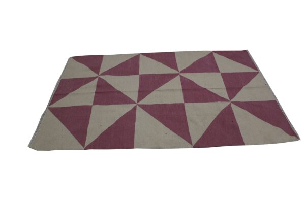 Pink and White Striped Flatweave Wool Rug for Casual Spaces - Image 5