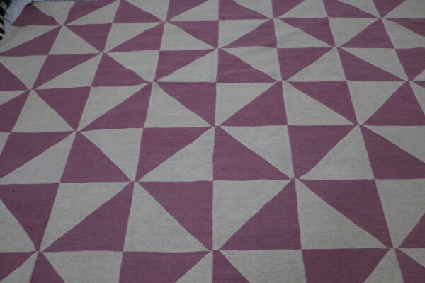 Pink and White Striped Flatweave Wool Rug for Casual Spaces - Image 7