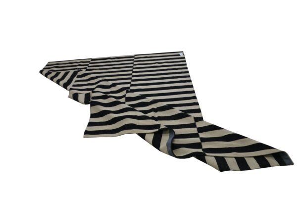 Black and White Striped Flatweave Wool Rug for flooring - Image 6