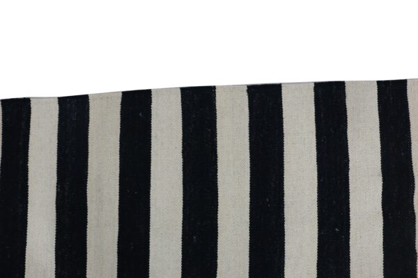 Black and White Striped Flatweave Wool Rug for Homes - Image 5