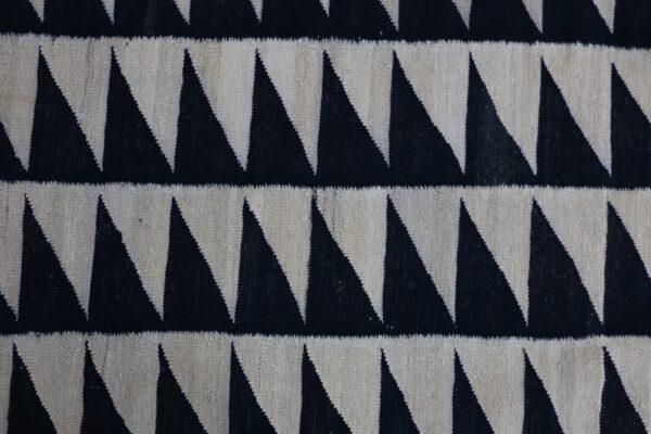 Striking Black and White Geometric Flatweave Wool Rug for living room Styling - Image 6