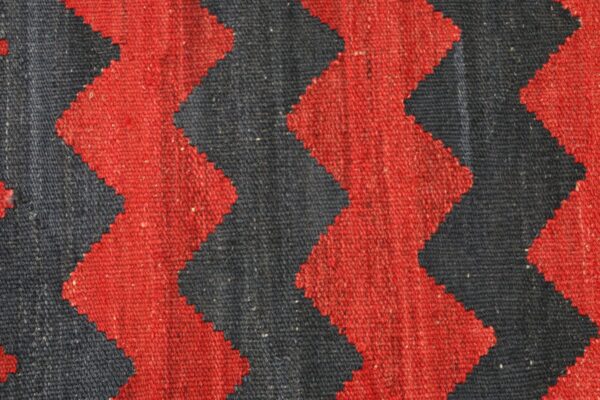 Black and Red Zigzag Flatweave Wool Rug - Image 5