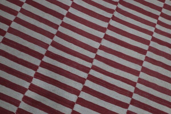 Red and White Striped Flatweave Wool Rug for Lively Living Spaces - Image 4