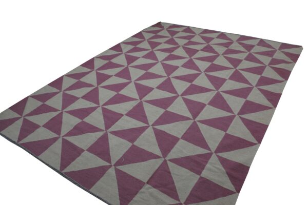 Pink and White Striped Flatweave Wool Rug for Casual Spaces - Image 2