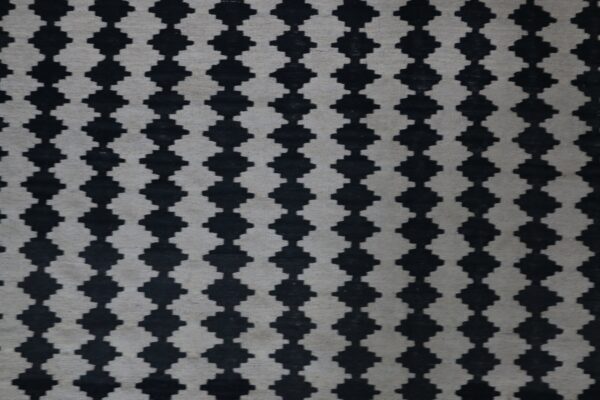 Black and White Geometric Flatweave Wool Rug - Image 3