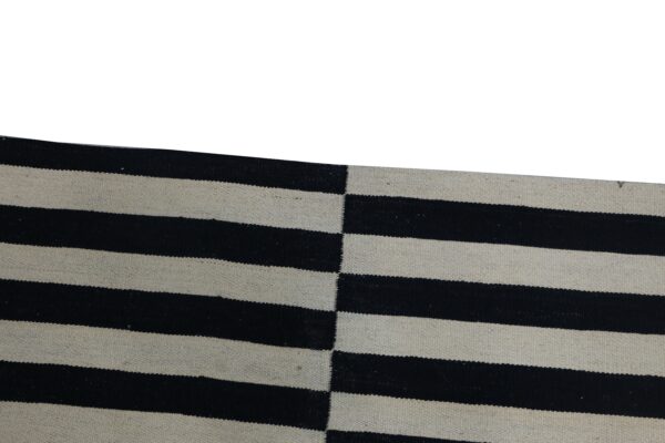 Soft and Stylish Black and White Striped Flatweave Wool Rug for bedroom - Image 5