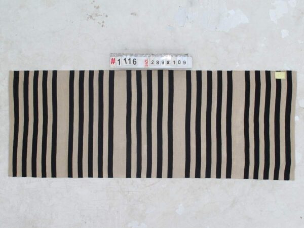 Timeless Black and White Striped Flatweave Wool Runner for Enduring Style