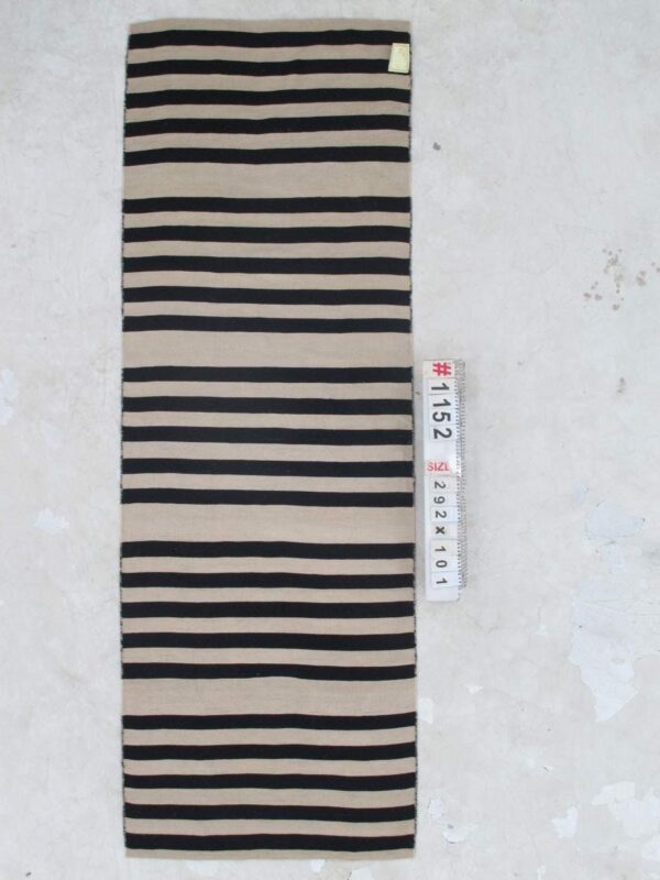 Timeless Black and White Striped Flatweave Wool Runner for Enduring Style - Image 2