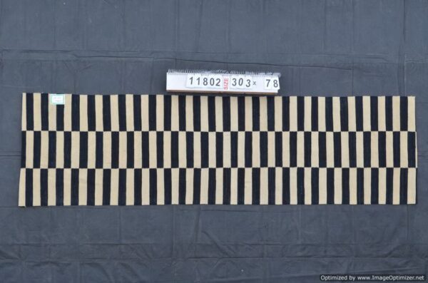 Black and White Striped Flatweave Wool Runner for a Bold Statement