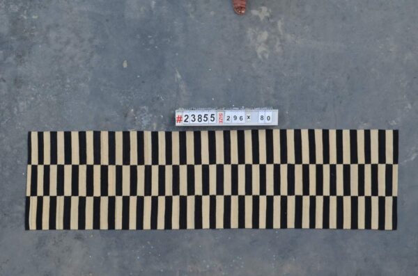 Black and White Striped Flatweave Wool Runner for a Bold Statement - Image 6