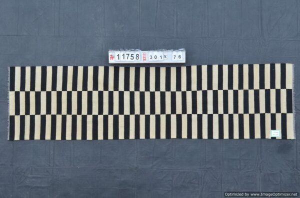 Black and White Striped Flatweave Wool Runner for a Bold Statement - Image 7