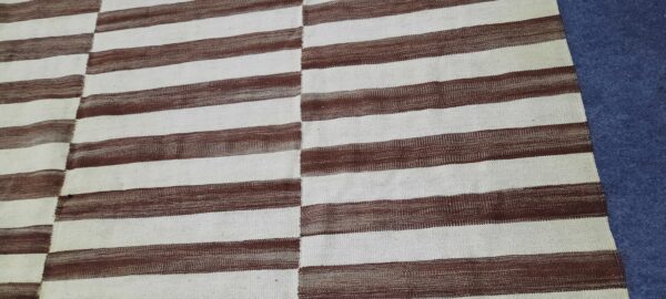 Brown and White Striped Flatweave Wool Rug - Image 8