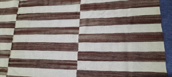 Brown and White Striped Flatweave Wool Rug - Image 7