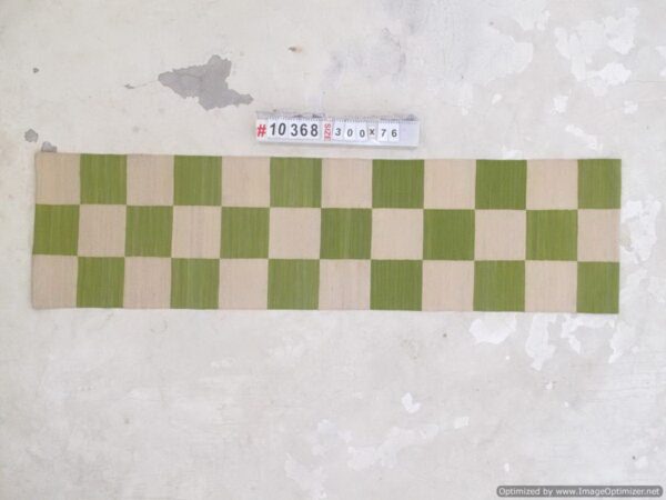 Green and White Checkered Flatweave Wool Runner - Image 5