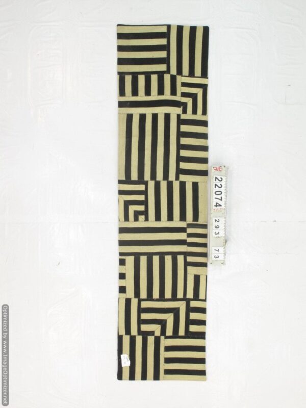 Low-Maintenance Black and White Striped Flatweave Wool Runner carpet - Image 2