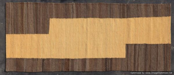 Brown and Beige Boho Flatweave Wool Runner