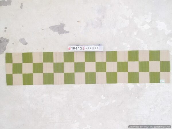 Green and White Checkered Flatweave Wool Runner - Image 2