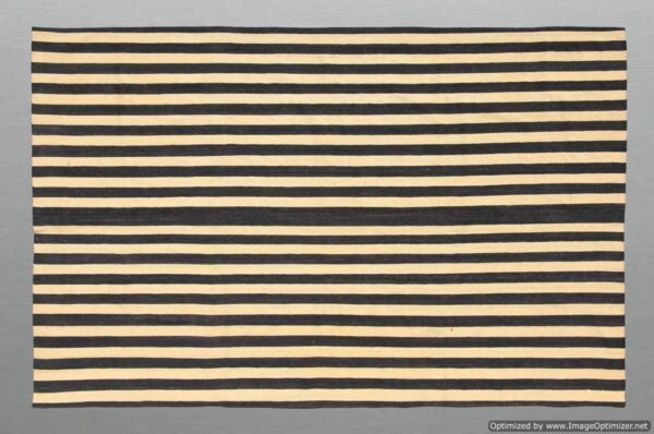 Black and Beige Striped Flatweave Wool Rug