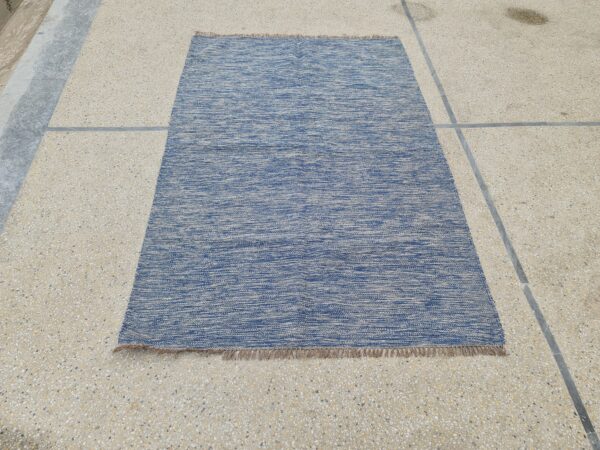 Blue Flatweave Wool Rug for Living Spaces