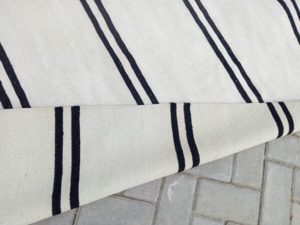 Striking Black and White Striped Flatweave Wool Rug for Versatile Styling - Image 5