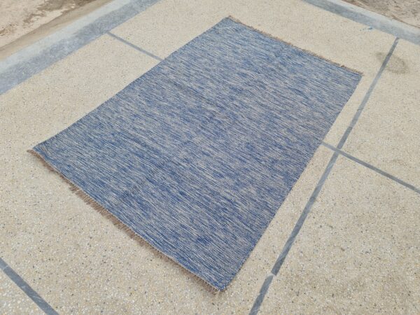 Blue Flatweave Wool Rug for Living Spaces - Image 2