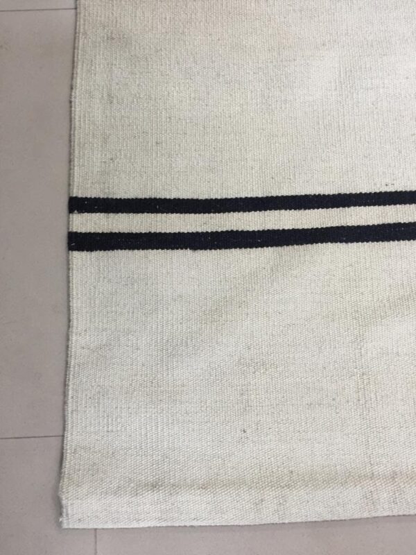 Striking Black and White Striped Flatweave Wool Rug for Versatile Styling - Image 7